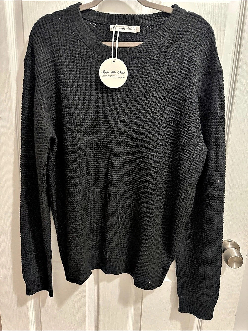 Caracilia Men's Black Crewneck Sweater NWT